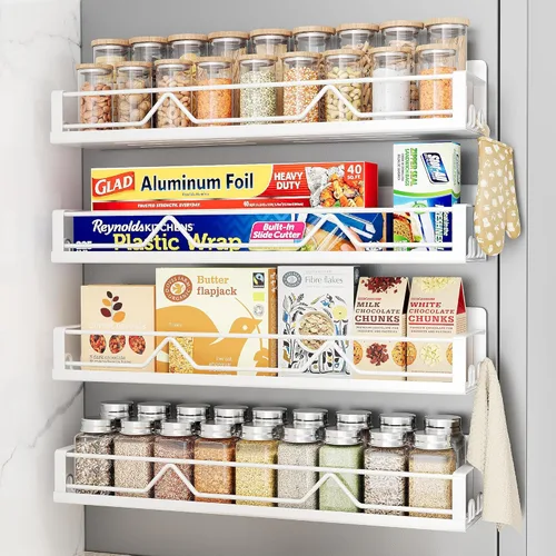 Miniatura 7 de Mystozer Paquete de 2 organizadores magnéticos para especias, ahorro de espacio para refrigerador y horno microondas, estante magnético