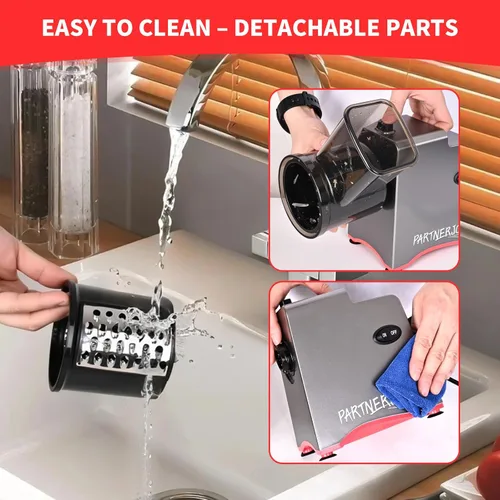 Miniatura 7 de Rallador Eléctrico de Queso, Rallador de Queso Eléctrico 7 en 1 para Queso en Bloque, Rebanadora Eléctrica de 250W, Rallador Eléctrico Automático