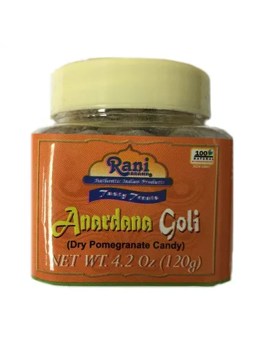 Rani Anardana Goli (caramelo pomegrante seco) Tarro PET de 3.88 oz (110 g) ~ Todo natural | Vegano | Apto para gluten | Sin OMG | Origen y sabor