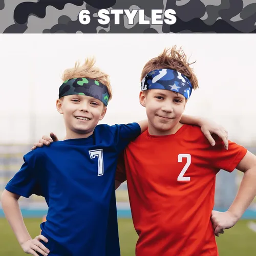 Miniatura 11 de Deekin 6 diademas de fútbol para niños, diademas de fútbol para niños, bandas para el sudor atléticas para niños, diademas de fútbol para niños