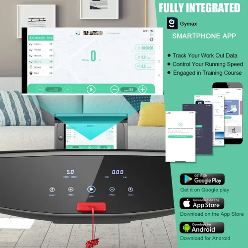 Miniatura 4 de GYMAX Caminadora plegable, máquina de correr de instalación gratuita de 3.0 HP con altavoz Bluetooth, monitor de pantalla táctil HD, control Púrpura