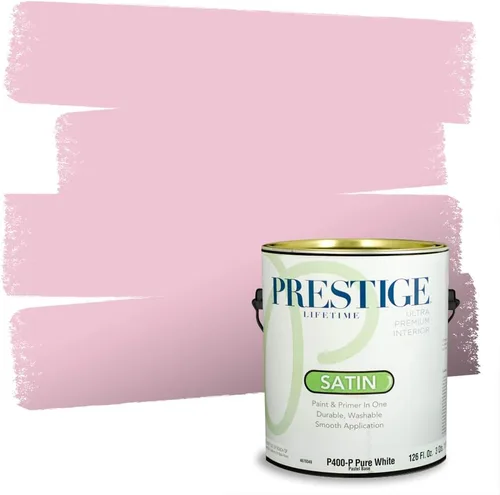 Miniatura 254 de Prestige Paints E100-T-SW6591 Pintura exterior e imprimación en uno, 1 galón, plano, combinación comparable de Sherwin Williams Amaryllis, 1 galón