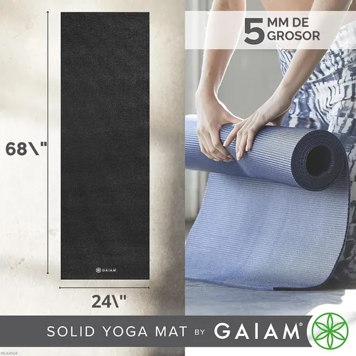 Miniatura 3 de Gaiam - Esterilla de yoga de calidad superior de 5mm, lisa, gruesa y antideslizante para todo tipo de ejercicios de yoga, pilates y gimnasia