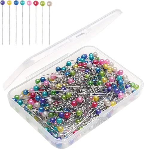 iminoo 200 alfileres de costura multicolor, cabeza de plástico, pasadores de posicionamiento para manualidades, aguja de marcador de costura fija