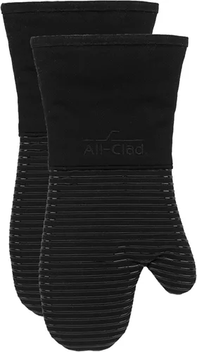 Miniatura 28 de All Clad Manopla de Horno de Silicona: Resistente al Calor hasta 500 Grados - 100% Algodón y Silicona, Manopla de Horno de 14"x7" para Cocina y Chili