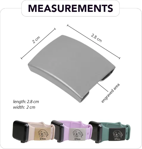 Miniatura 3 de Etiqueta de identificación para mascotas para banda de reloj inteligente de silicona de 18 a 0.866 in, placa de acero inoxidable grabada Oro Rosa