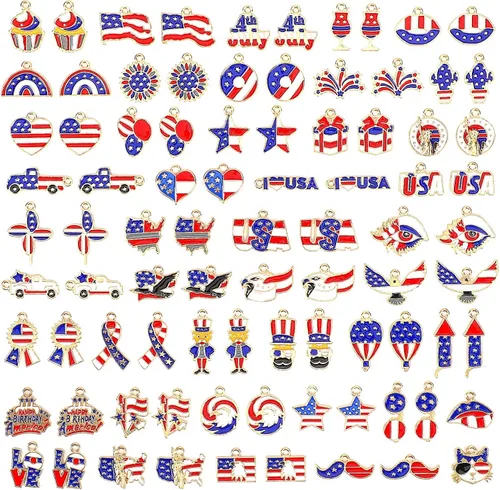 Miniatura 10 de SANNIX 110 dijes de Pascua, dijes de Pascua para hacer joyas, surtido de huevo, pollo, conejo, conejo a granel, esmalte dorado, colgantes