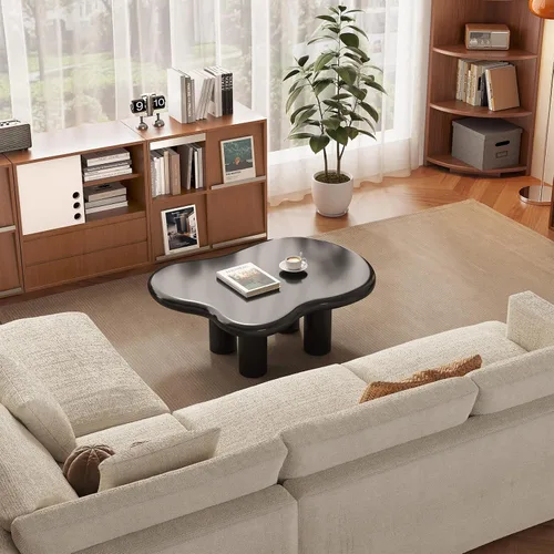 Miniatura 9 de Cloud - Mesa de centro moderna de 35.43 pulgadas con 4 patas, mesas auxiliares de estilo simple, mesas de té irregulares para sala de estar