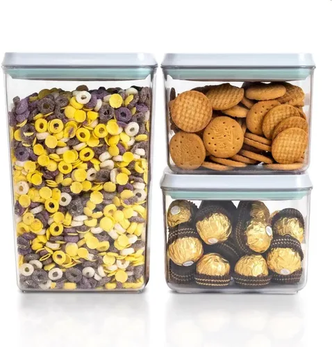 Miniatura 20 de Recipientes Herméticos Pop Apilables - Paquete de 2 Recipientes de Almacenamiento de Cereales con Tapas Herméticas, Recipientes Pop Up a Prueba