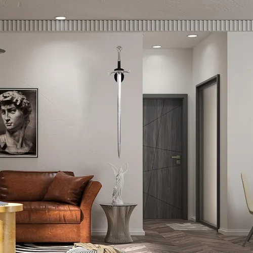 Miniatura 4 de WANLIAN Estante de espadas montado en la pared, soporte vertical de una sola espada con gancho universal para espada, hacha, espadas de anime, negro