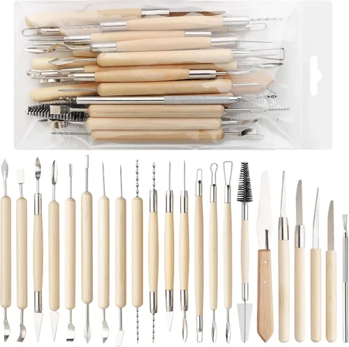 Miniatura 13 de Herramientas de arcilla para esculpir, kit de herramientas de tallado de polímero de doble cara, juego de herramientas de cerámica de madera