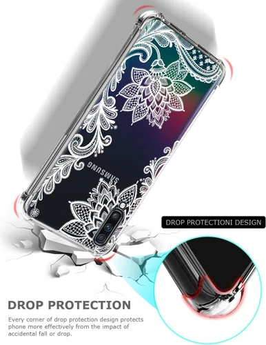 Miniatura 3 de Funda transparente floral para Galaxy A70 para mujeres y niñas, bonita funda de teléfono para Samsung Galaxy A70 (2019), diseño de flores, FL-S