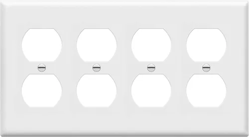 enerlites Duplex placa de pared de salida, 1 – 4 Gang policarbonato, tamaño estándar, irrompible – Color Blanco..., Blanco