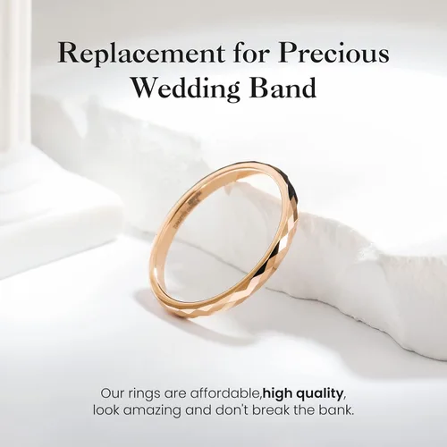 Miniatura 2 de King Will Anillo de boda de carburo de tungsteno para hombres y mujeres, anillo de promesa para pareja de 0.079 pulgadas, 0.176 pulgadas