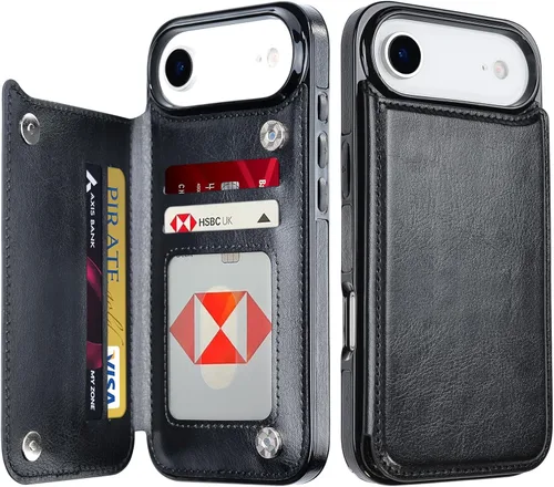 Miniatura 26 de Bizzib para iPhone 16 Plus funda tipo billetera con soporte para tarjetas, funda protectora a prueba de caídas y golpes de poliuretano premium