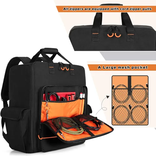 Miniatura 3 de LUXJA Bolsa de luz acolchada para par (mochila) se adapta a 8 luces par, funda de luces par con divisor interior y bolsillos para accesorios