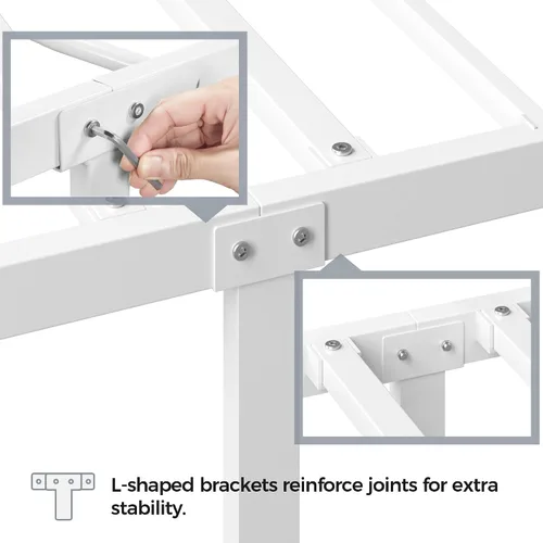 Miniatura 8 de Yaheetech Marco de Cama de Metal Tamaño Queen Plataforma de Cama de Metal con Cabecera/Piecera de Estilo Victoriano/Fácil Montaje/No Necesita blanco