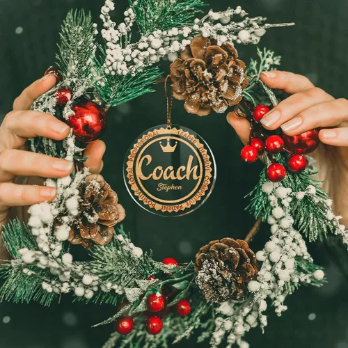 Miniatura 6 de CUBICER Juegos de adornos personalizados para entrenadores, instructor, adornos acrílicos blancos, decoraciones colgantes de pino de Navidad