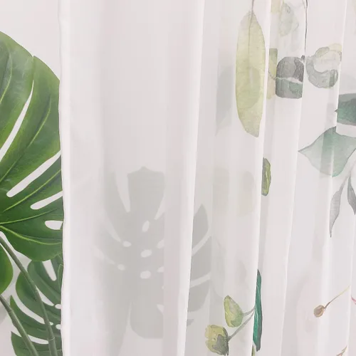 Miniatura 7 de Cortinas de hojas de eucalipto verdes para sala de estar de 63 pulgadas de largo, juego de 2 paneles elegantes de flores silvestres con estampado