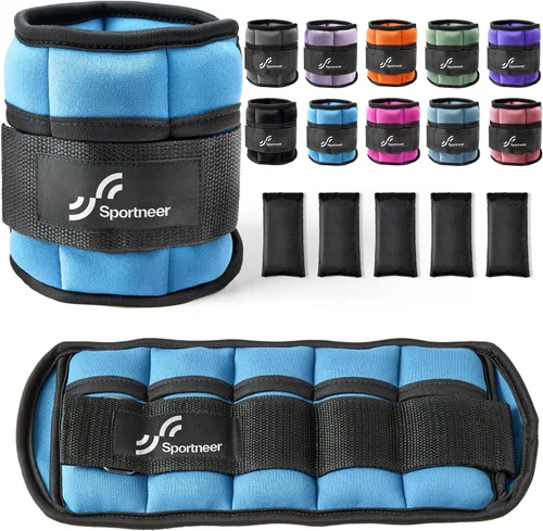 Miniatura 19 de Sportneer Juego de pesas de tobillo ajustables, 1 par, de 2, 4, 6, 8 y 10 libras, correas para el peso de las piernas para mujer, hombre, niños