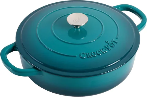 Miniatura 5 de Crock-Pot Artisan - Horno holandés ovalado de hierro fundido esmaltado, paquete de 7 cuartos y 5 cuartos de galón, verde azulado degradado