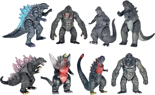 TwCare Juego de 8 figuras de acción movibles de King Kong vs Godzilla Toys King of the Monsters para cumpleaños, dinosaurio, regalo para niños Set