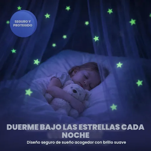 Miniatura 5 de Dosel de Cama Azul, Dosel de Cama Azul con Estrellas que Brillan en la Oscuridad para Niñas, Niños, Niñas y Bebés, Red para Cubrir la Cuna, Niño
