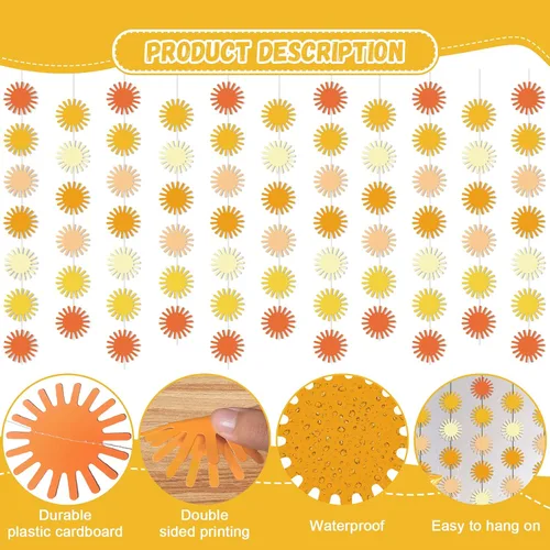 Miniatura 3 de Guirnalda de sol bohemia de 12 piezas para el primer viaje alrededor del sol, decoración de fiesta de sol, kit de pancarta colgante hippie
