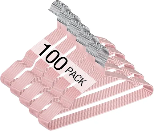 Miniatura 11 de Wesiti 100 piezas de perchas de alambre de metal antideslizantes para ahorrar espacio, perchas fuertes de 15.7 pulgadas en triángulo para ropa