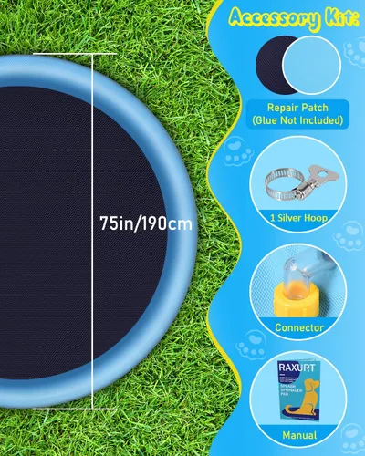 Miniatura 5 de Raxurt Alfombrilla antideslizante de 75 pulgadas para niños y perros, gruesa y duradera, para el baño, la piscina, el verano, al aire libre, Azul