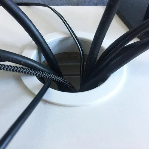 Miniatura 5 de uxcell Cubierta de agujero para cable, 10.591 x 2.677 in, aleación de aluminio, cuadrado, para escritorio, ojales, cubierta de agujero para oficina
