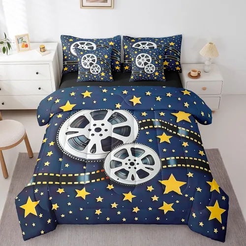 Miniatura 14 de Piano Music 7pcs Comforter King,Musical Notes Bedding Set Kids Girls Boys Teens Room Decor,Retro Graffiti Grey Gold Music Lover Bed in a Multi 11