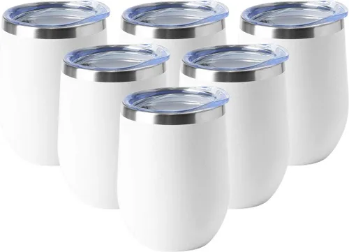 Miniatura 14 de HASLE OUTFITTERS Vaso de vino de 12 onzas con tapa, copas de vino sin tallo, tazas de viaje al vacío de doble pared, taza de café de acero Acero