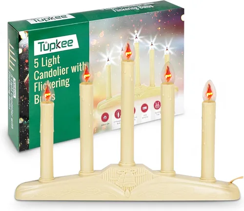 Miniatura 12 de Velas Candolier de Navidad para Ventana Tupkee – con Bombilla Parpadeante – Única para Interior - Vela Eléctrica Sin Llama para Ventana Candelabro 1