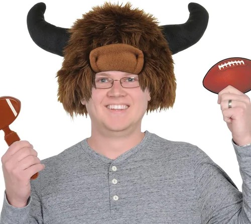 Miniatura 2 de Beistle Sombreros unisex de felpa de búfalo, 2 piezas, gorras con temática de granja, suministros para fiestas de animales, accesorios occidentales