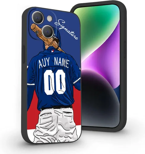 Miniatura 27 de Estuche de Béisbol Personalizado con Nombre y Número de Liquid Silicone para iPhone 17 Air 16 15 Pro Max 14 13 Mini 12 11 Xs Xr SE3 8 7 6 Plus