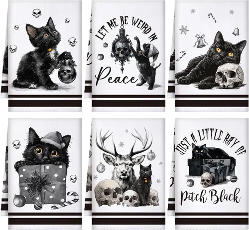 Miniatura 7 de Bencailor - 6 toallas de cocina góticas espeluznantes con tarot, toallas de mano, luna, sol, bruja, té, para fiestas de terror, regalos de baño