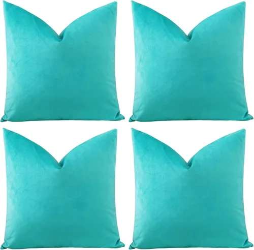 Miniatura 6 de OTOSTAR Juego de 4 fundas de almohada decorativas de terciopelo suave sólido, fundas de cojín cuadradas de lujo para sofá, automóvil, patio, Verde