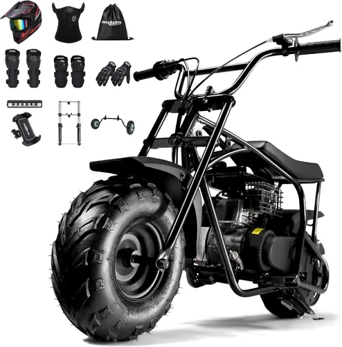 Oryxearth Mini moto de cross para niños, 105 CC de 4 tiempos para niños, a gasolina, con bolsillo todoterreno con aprobación por la EPA, soporta
