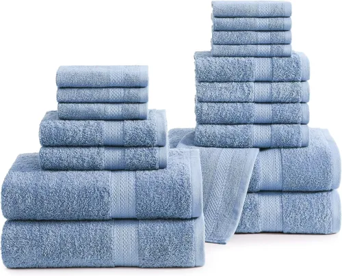 Miniatura 18 de LANE LINEN - Juego de toallas de baño, 18 piezas, 100% algodón, tamaño grande, 4 toallas de baño, 6 toallas de mano, 8 toallas pequeñas, para spa