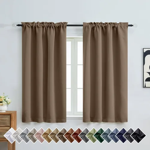 Miniatura 27 de OVZME Cortinas opacas turquesa para tratamiento de ventanas pequeñas, cortinas cortas con bloqueo de luz para ventana de cocina sobre el fregadero