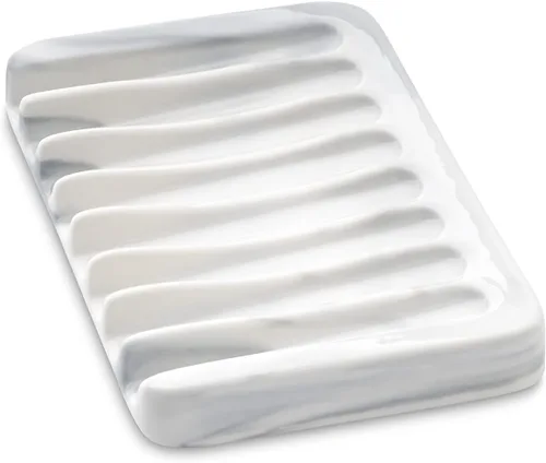 Jabonera de cerámica para fregadero, jabonera autodrenante para barra de ducha, soporte para jabón de baño, soporte para recipiente de jabón para