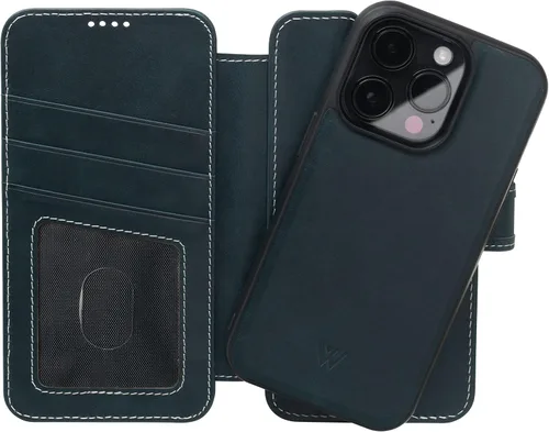 Miniatura 2 de Wilken - Funda tipo cartera con funda magnética desmontable compatible con iPhone 14 Plus, compatible con MagSafe y carga inalámbrica, cuero