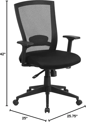Miniatura 3 de Flash Furniture Cleo Silla de oficina ergonómica giratoria ejecutiva de malla negra con ajuste de ángulo trasero y brazos ajustables