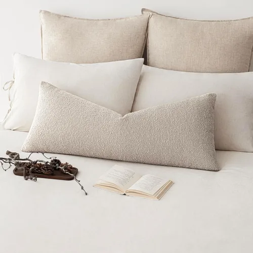 Miniatura 80 de Foindtower Fundas de almohada decorativas con textura de boucle, fundas de almohada sólidas, neutrales, suaves y acogedoras para silla, sofá