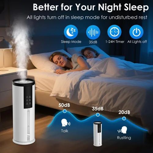 Miniatura 6 de Humidifiers for Bedroom - GloryAir 2.11Gal (8L) Quiet Top Fill Cool & Warm Mist Humidifier Large Room 650 ft² with Humidistat, diffuser, Auto Mode