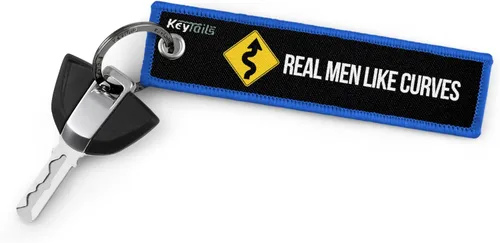 Miniatura 2 de KEYTAILS Llaveros, Etiqueta de Llave de Calidad Premium para Motocicleta, Automóvil, Scooter, ATV, UTV [A Los Hombres Reales Les Gustan Las Curvas]