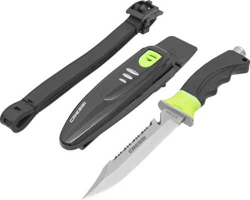 Miniatura 5 de Cressi Borg, cuchillo de hoja larga para buceo y pesca submarina - Punta puntiaguda y roma Gris