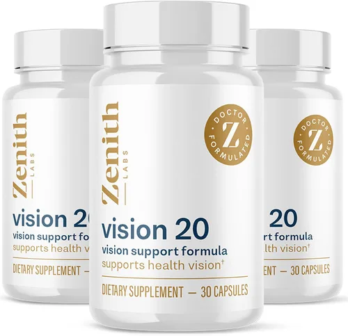 Vision 20 Vitaminas para los ojos, luteína, zeaxantina y extracto de arándano, apoya la fatiga ocular y la salud ocular, mezcla de carotenoides,