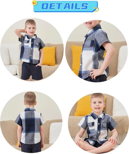 Miniatura 46 de Conjunto de ropa de verano para bebé y niño, camiseta de manga corta de algodón, pantalones cortos de dinosaurios, conjunto de ropa para niño